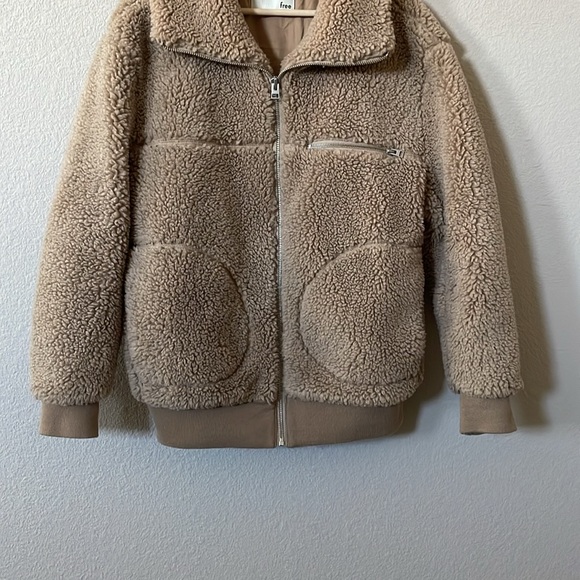 Aritzia Wilfred Free Zip-Up The Teddy Jacket Sz:S Beige - Picture 7 of 13